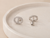 Full pavé stud earrings with a chic, luxe look