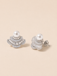 Vintage Pearl Fan Earrings