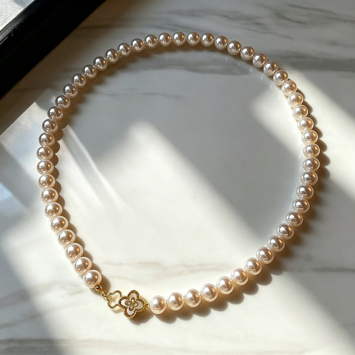 Korean-Inspired Floral Pearl Necklace