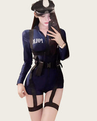 Elegant Officer-style Fitted Police Costume (with Stockings)