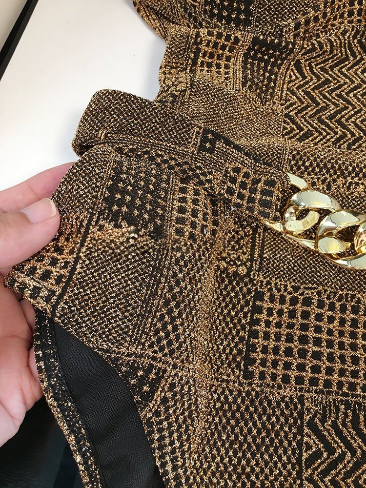 Black &amp; Gold Luxe One-Shoulder Swimsuit