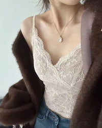 French Lace V-Neck Brushed Camisole