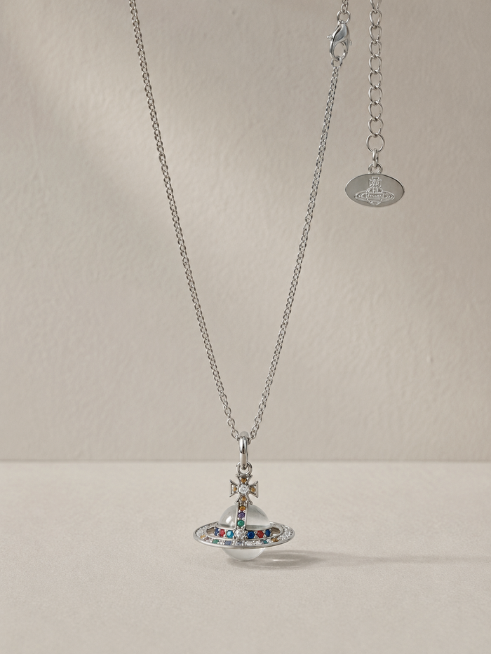 Crystal Saturn Pendant Necklace