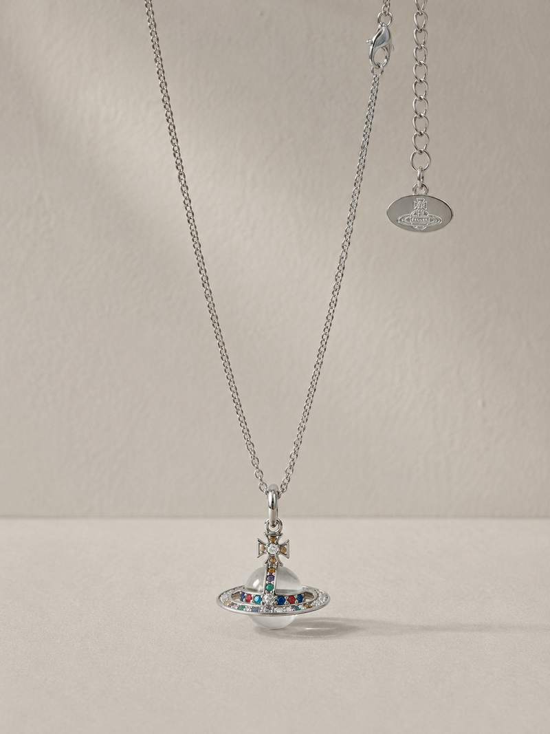 Crystal Saturn Pendant Necklace