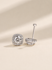 Cushion Cut Halo Stud Earrings