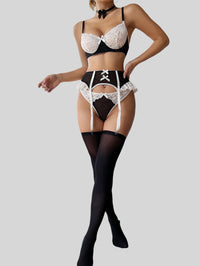 European and American Sexy WIREFREE Lace Lingerie Set (with Stockings)