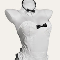 PU Maid Bunny Girl Lingerie Bodysuit (with Fishnet Stockings)