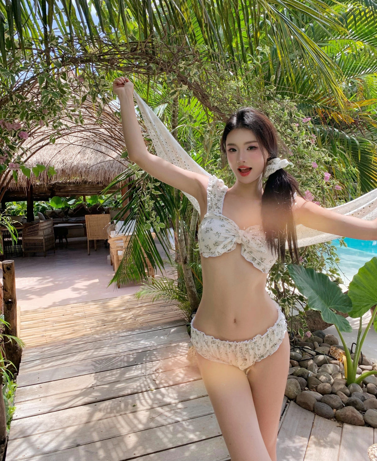 Fresh Floral French Cottage Style Bikini Set – 4 Pieces