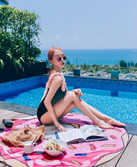 U-Back Floral Decor One-Piece Swimsuit
