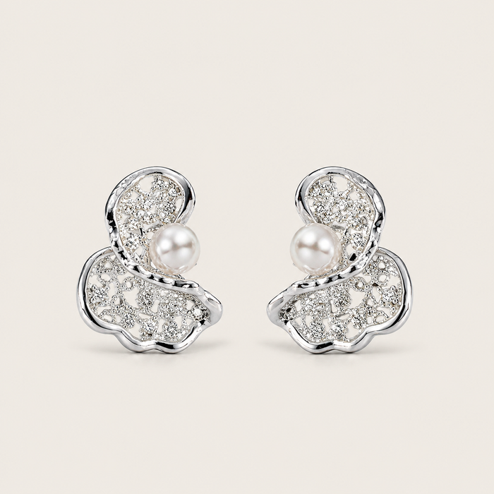 Irregular Hollow-Out Stud Earrings with 925 Silver Posts