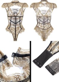Lace-Trim Sheer Bodysuit