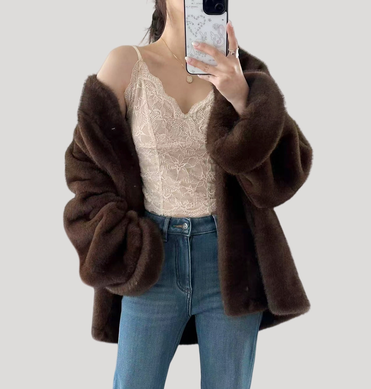 French Lace V-Neck Brushed Camisole