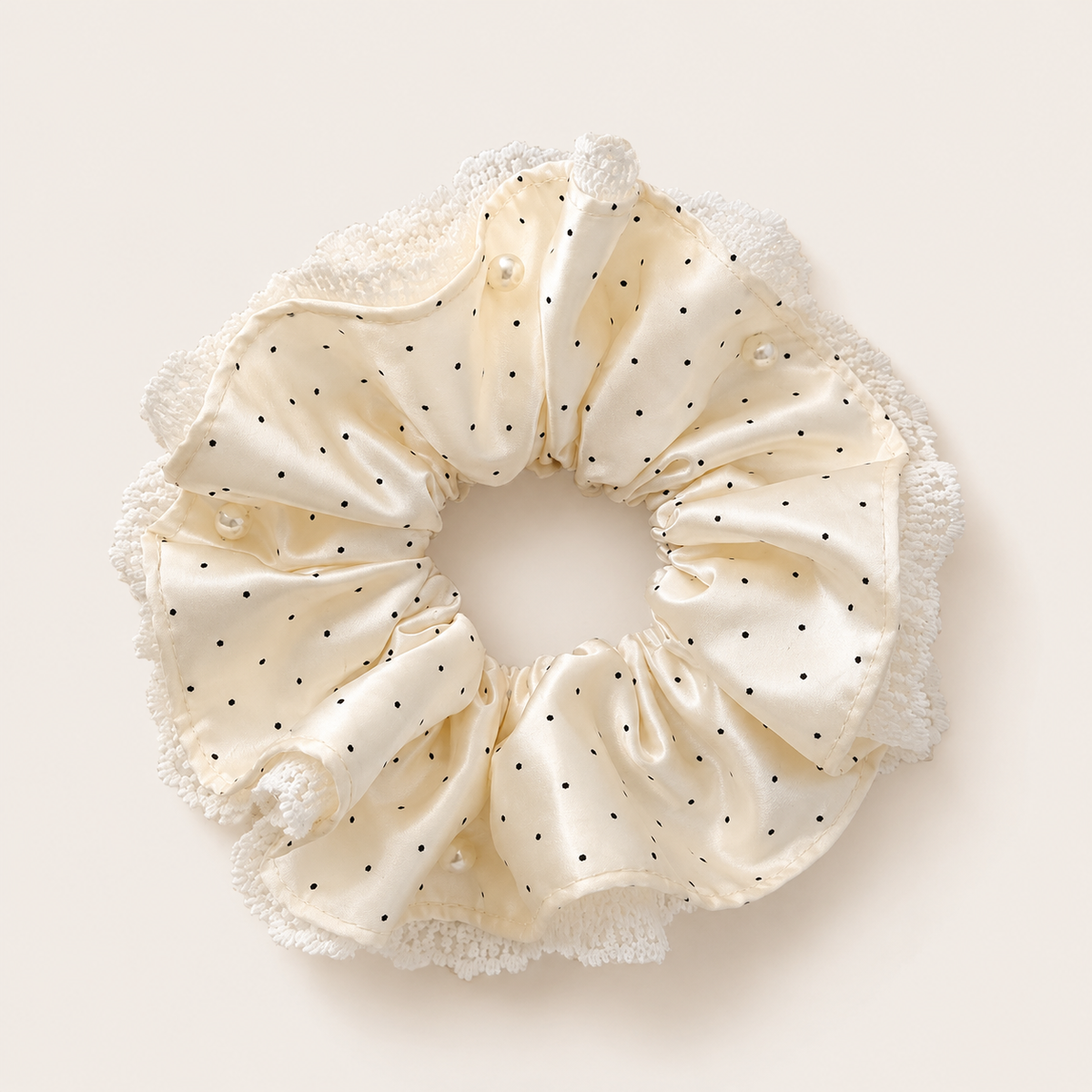 Korean-Inspired Oversized Pearl Satin Scrunchie