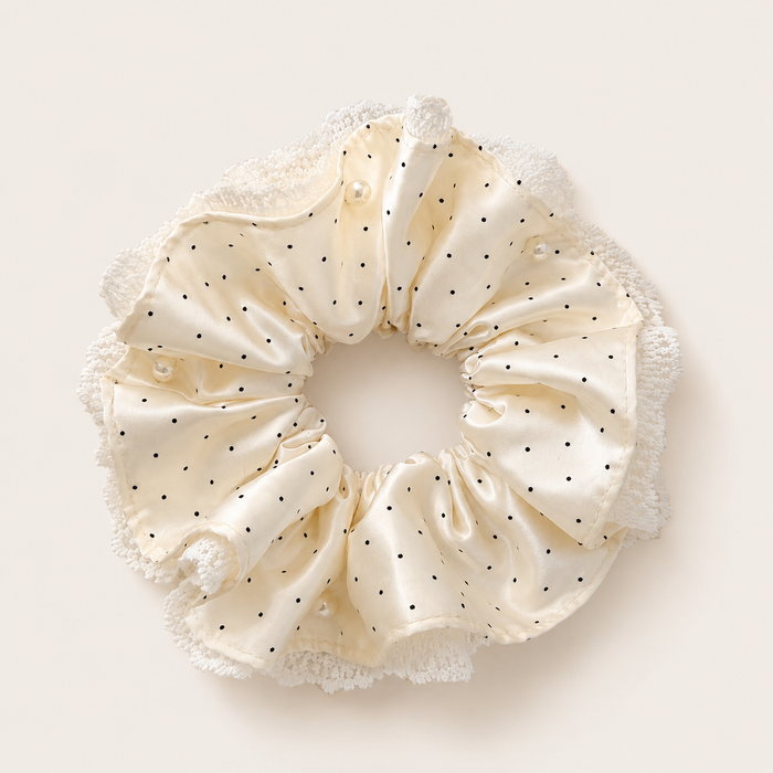 Korean-Inspired Oversized Pearl Satin Scrunchie