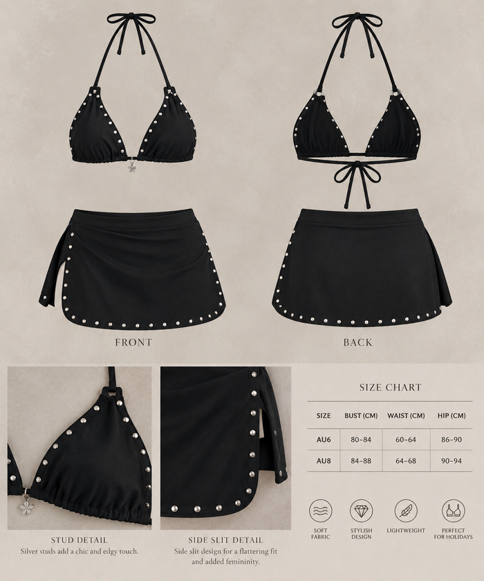 Cool Black Studded Bikini Set