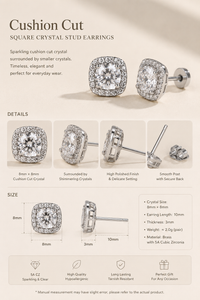 Cushion Cut Halo Stud Earrings