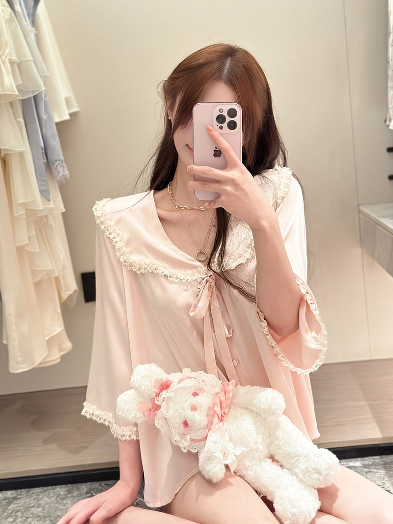French silk loungewear with a sweet, feminine touch