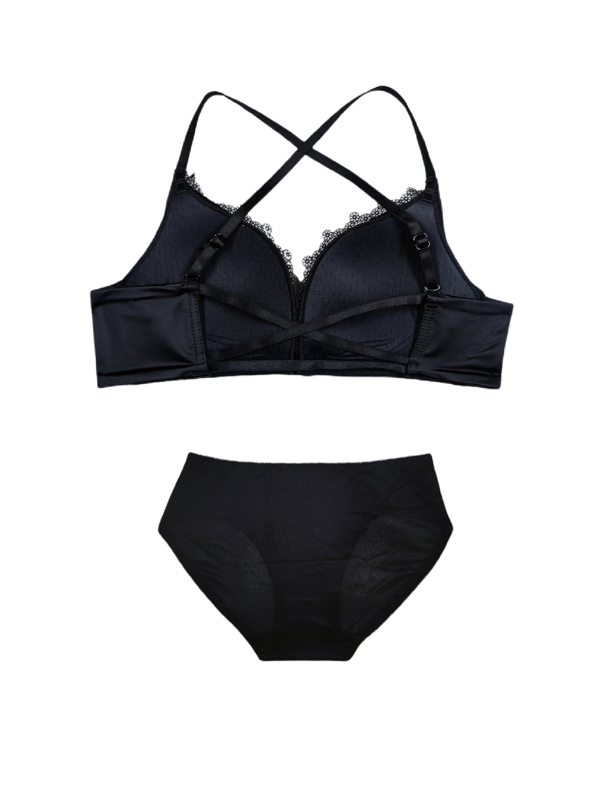 Golden Satin Cross-Back Front-Closure Bra