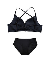 Golden Satin Cross-Back Front-Closure Bra