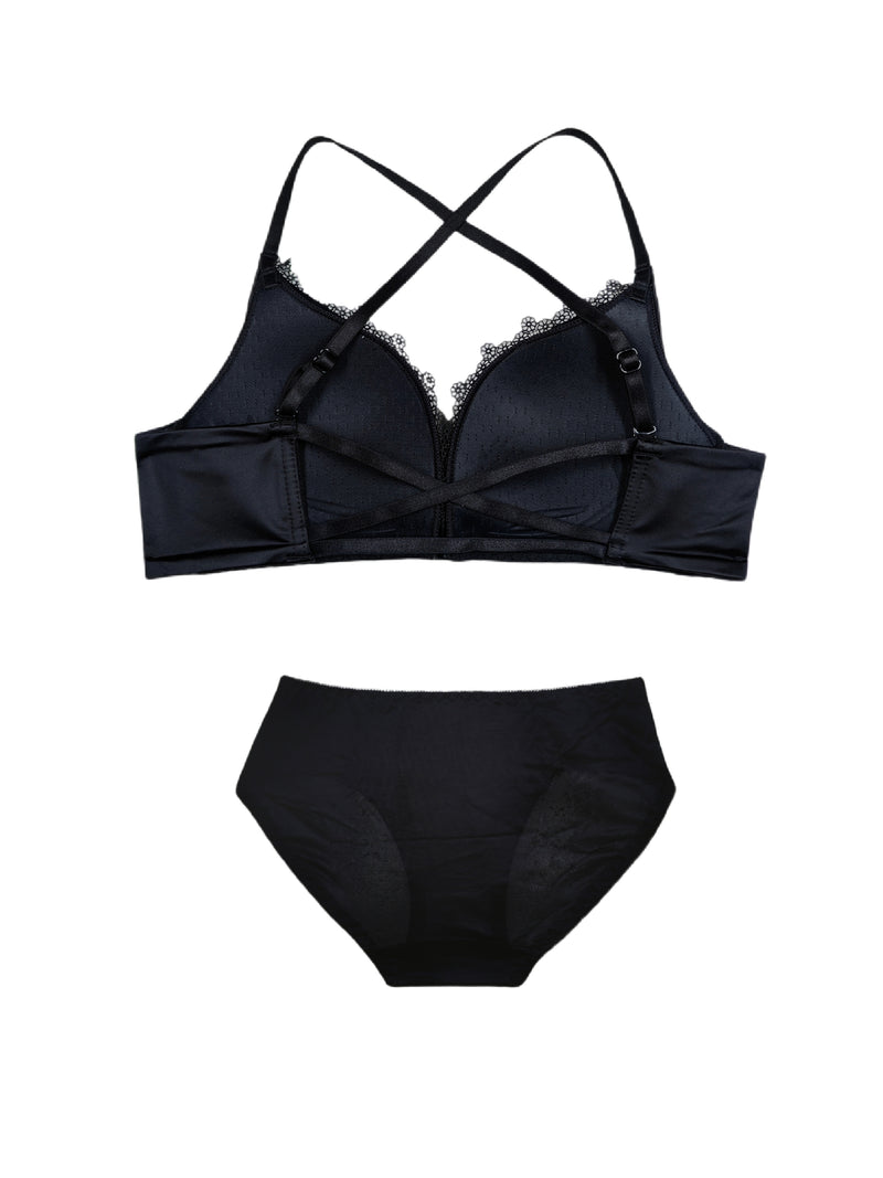 Golden Satin Cross-Back Front-Closure Bra
