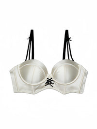 Vintage Court Style Satin Wireless Bra