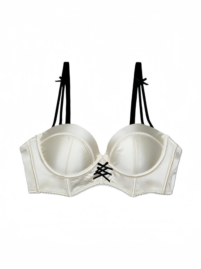 Vintage Court Style Satin Wireless Bra