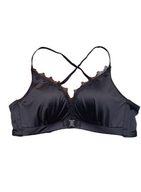 Golden Satin Cross-Back Front-Closure Bra