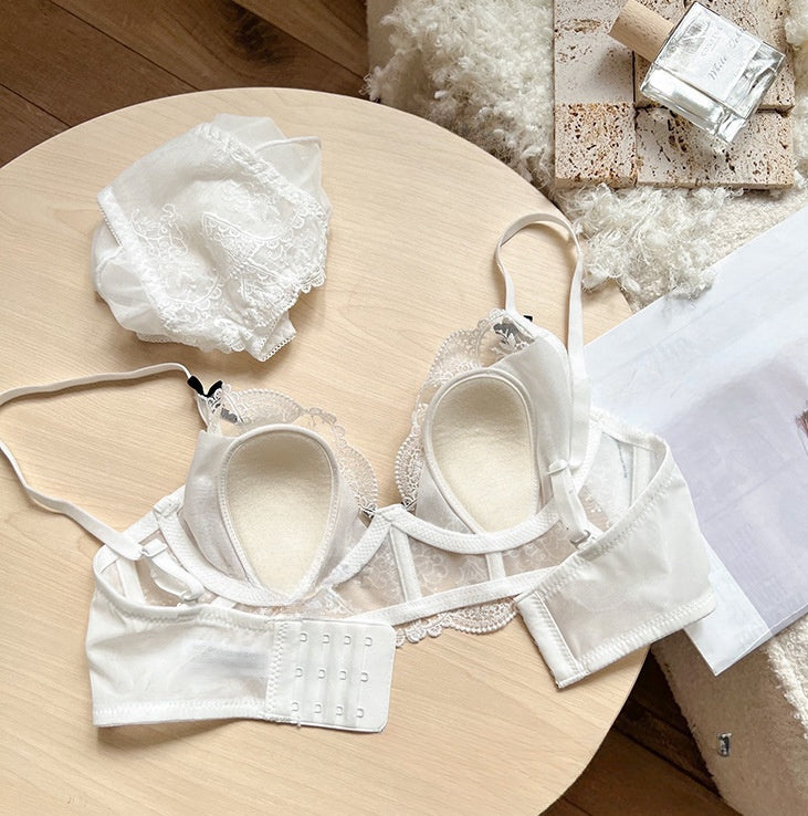 French Bunny Ear Crystal Cup Wireless Bra