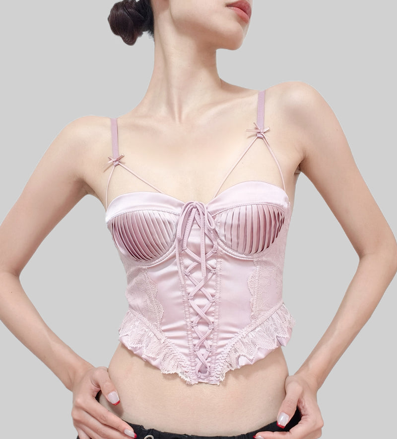 French Court-Style Satin Corset Bra