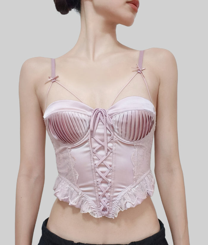 French Court-Style Satin Corset Bra