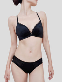 Golden Satin Cross-Back Front-Closure Bra