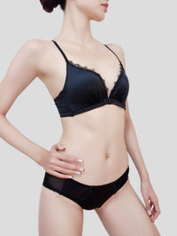 Golden Satin Cross-Back Front-Closure Bra