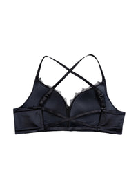 Golden Satin Cross-Back Front-Closure Bra